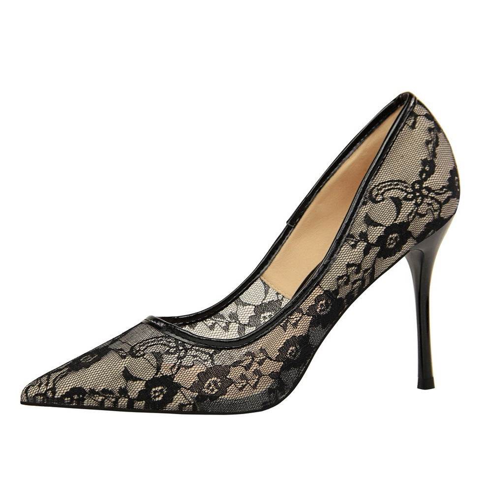 Pointed toe mesh hollow lace shoes - MYLUXURY LANE ENTERPRISE