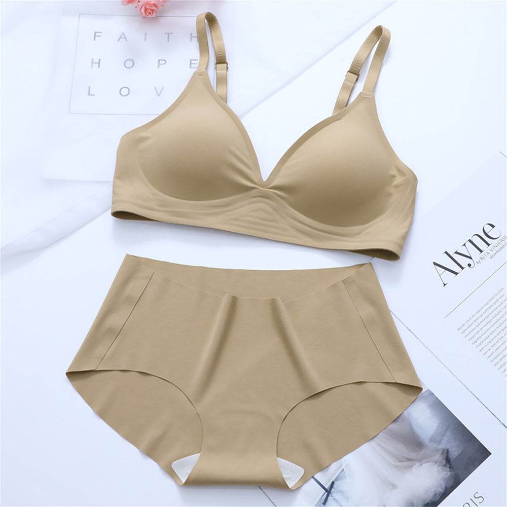 Korean Naked Extended Bra Set Ladies' Traceless Rim-free Underwear Thickened Small Breasts Gathering - MYLUXURY LANE ENTERPRISE