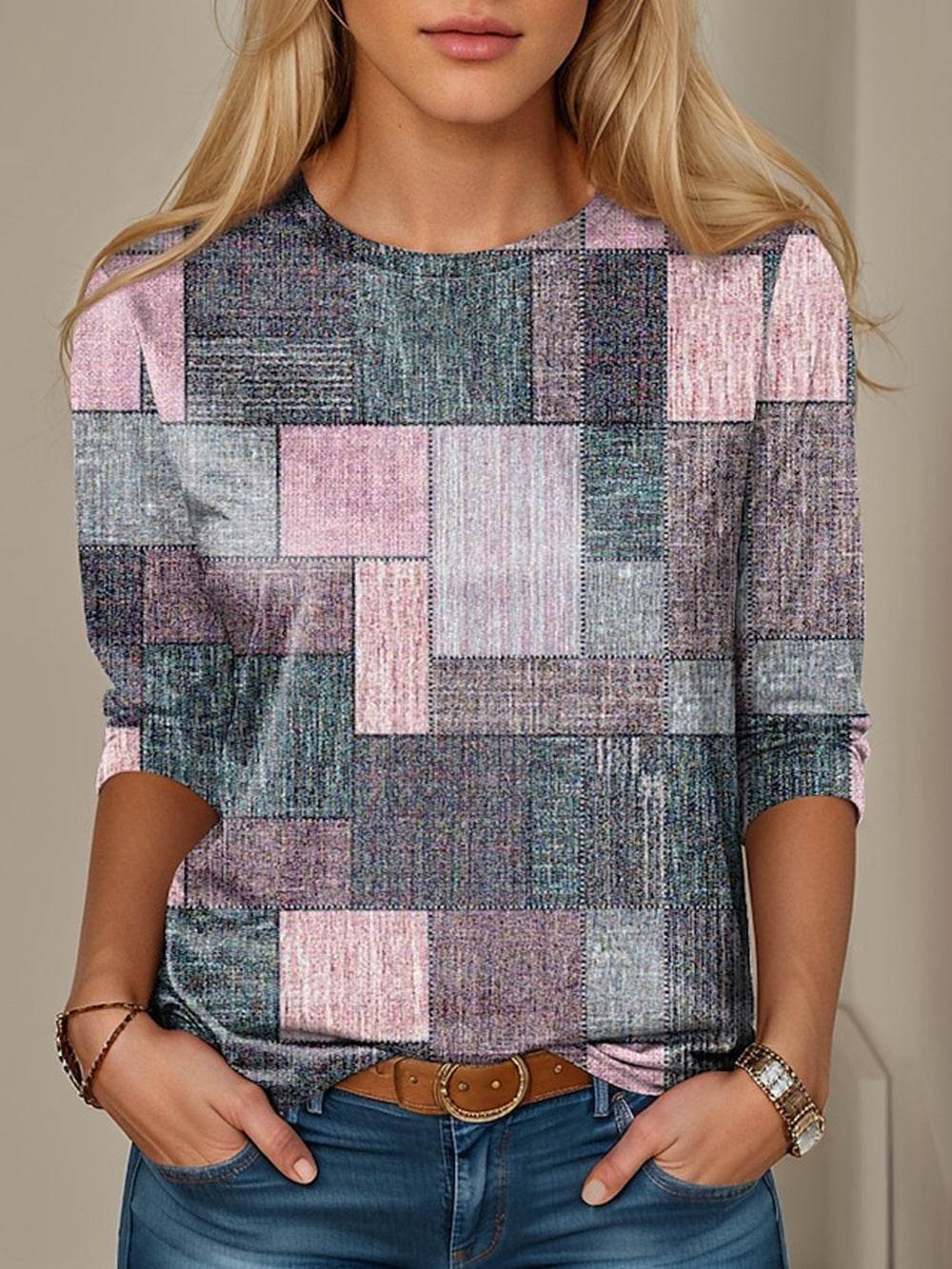 Women's Geometric 3D Digital Printed Loose Long Sleeves Sweater - MYLUXURY LANE ENTERPRISE