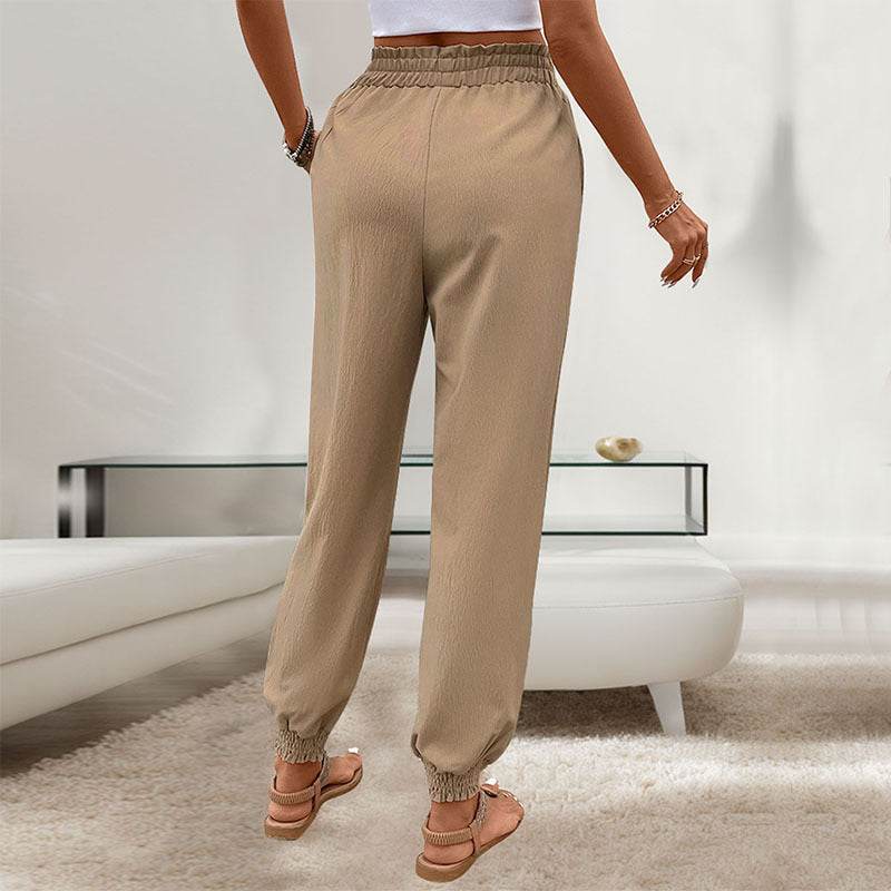 Women's Lace Up Elastic Waist Skinny Pants - MYLUXURY LANE ENTERPRISE