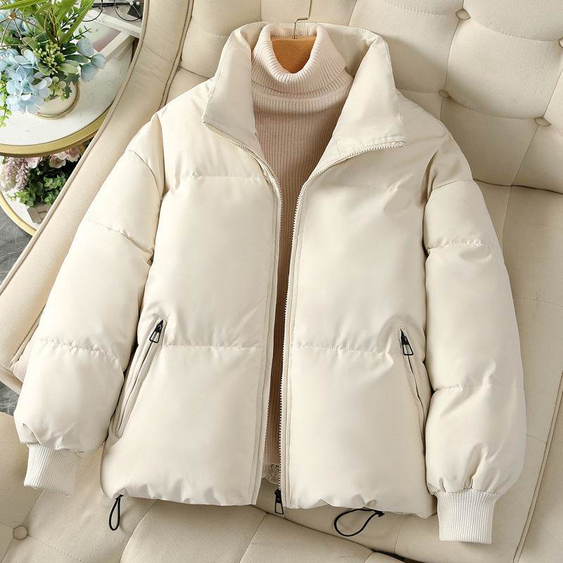 Fashion Ins Style Bread Coat Women's Solid Color Stand Collar Loose Warm Down Jacket Winter Slim Casual Short Coat - MYLUXURY LANE ENTERPRISE