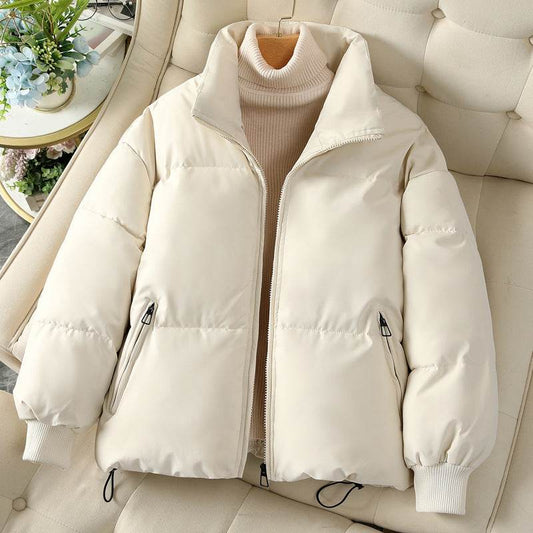 Fashion Ins Style Bread Coat Women's Solid Color Stand Collar Loose Warm Down Jacket Winter Slim Casual Short Coat - MYLUXURY LANE ENTERPRISE