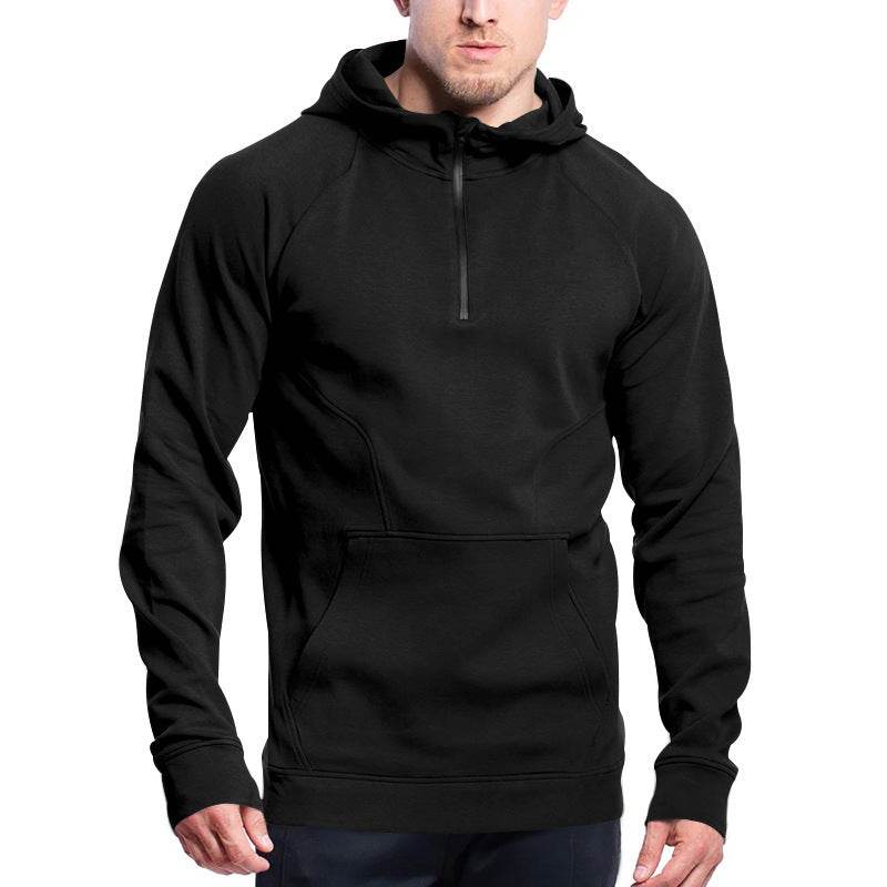 Cross-border Ebay New Long Sleeve Sweater Leisure Pullover Hooded Half Zipper Block Brushed Hoody Men - MYLUXURY LANE ENTERPRISE