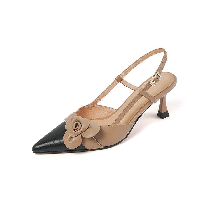 Women's Flower Pointed Toe Mid Heel Sandals - MYLUXURY LANE ENTERPRISE