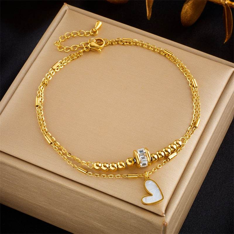 Fashion Jewelry Boho Classic Love Heart Ankle Chain Double Layer Chain Bracelet Anklet Charm Tassel Leg Chain On Foot Chain Women Party Jewelry Accessories - MYLUXURY LANE ENTERPRISE