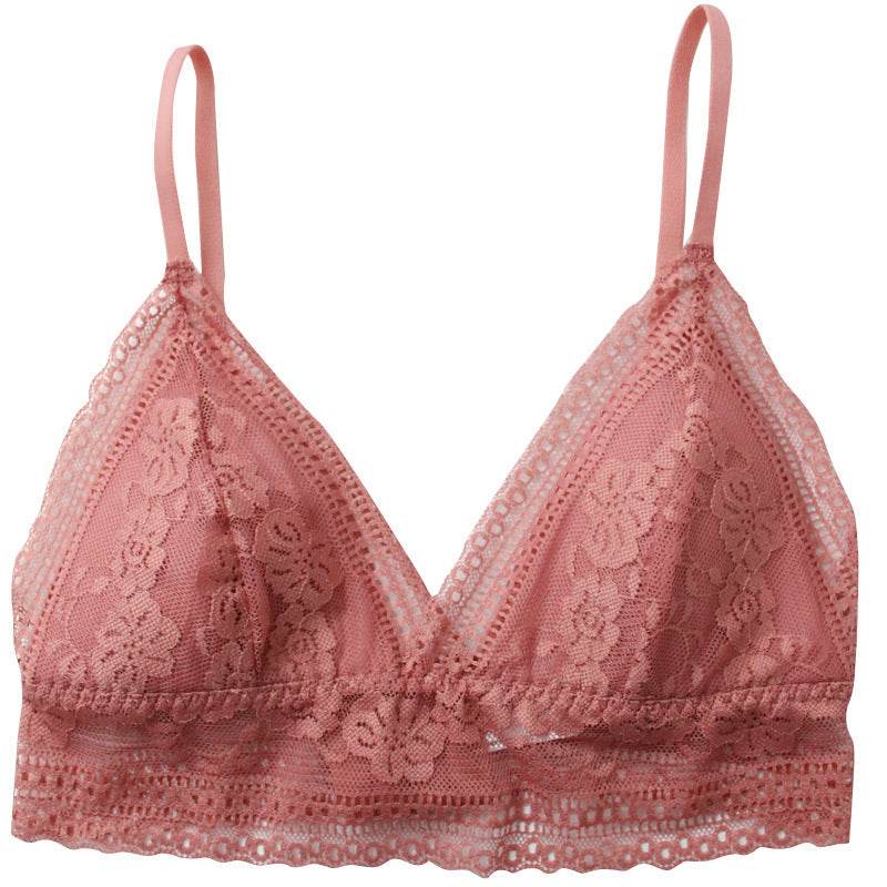 No Steel Ring Triangle Cup French Thin Small Breast Lace Thin Lace Breathable Bra - MYLUXURY LANE ENTERPRISE