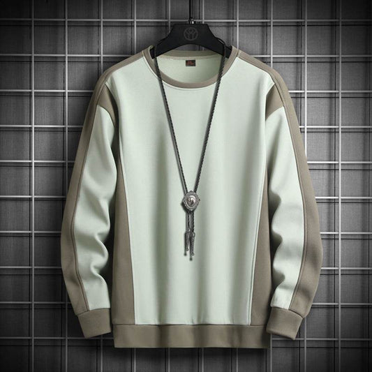 Rib Stitching Crew Neck Pullover Sweatshirt - MYLUXURY LANE ENTERPRISE
