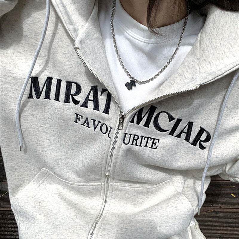 Women's Retro Easy Matching Loose Zip Hoodie Coat - MYLUXURY LANE ENTERPRISE