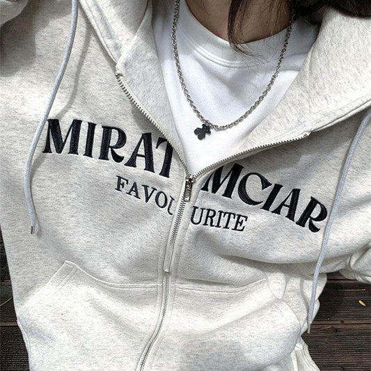 Women's Retro Easy Matching Loose Zip Hoodie Coat - MYLUXURY LANE ENTERPRISE