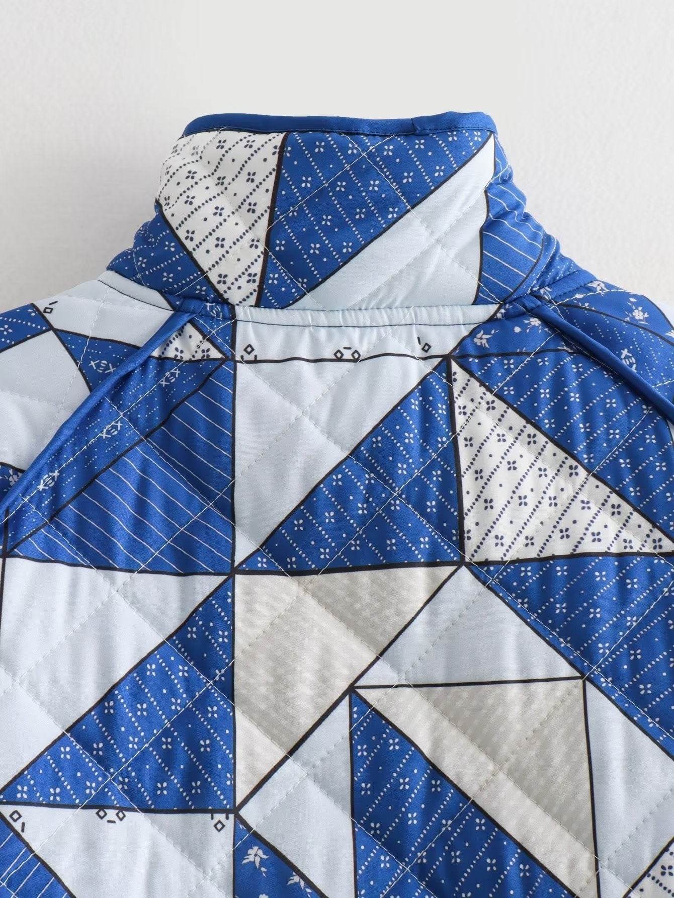 Loose Diamond Print Cotton Jacket - MYLUXURY LANE ENTERPRISE