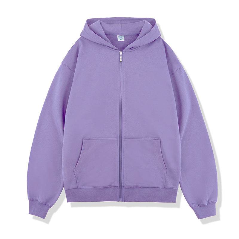 Autumn And Winter 450g Terry Loose Fashion Brand Zipper Hooded Sweater Solid Color - MYLUXURY LANE ENTERPRISE