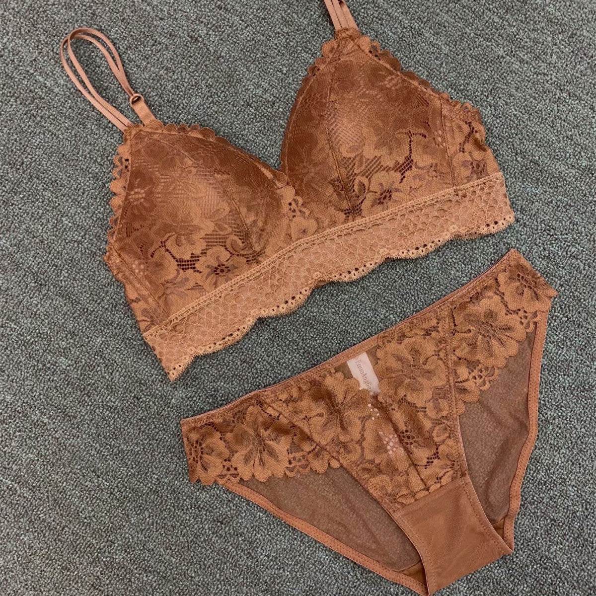 No steel ring thin cotton lace bra set - MYLUXURY LANE ENTERPRISE
