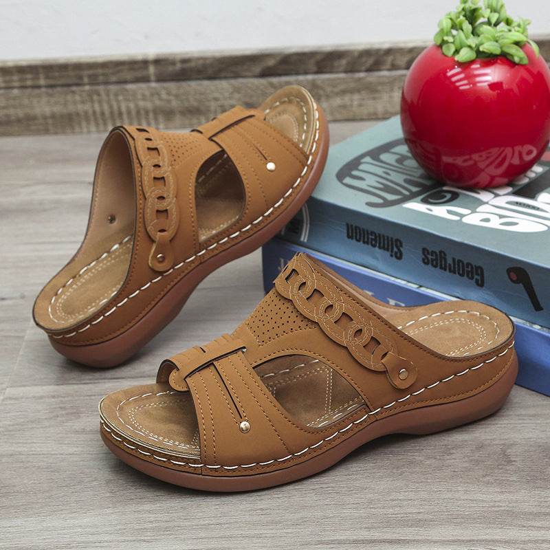 Women's Slippers Wedge Heel Round Toe Roman Shoes - MYLUXURY LANE ENTERPRISE