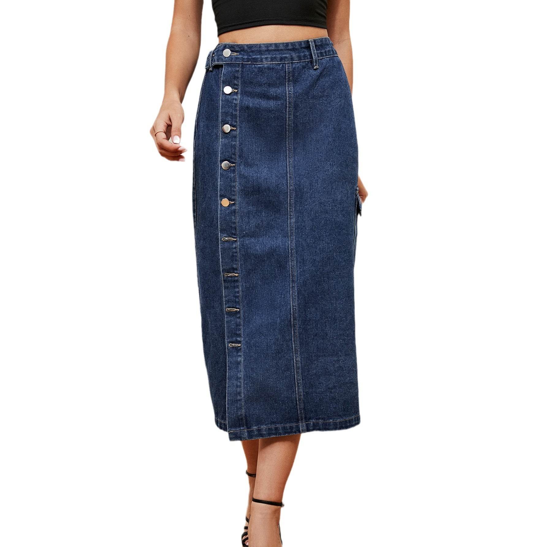 European And American Hot Girls Half Elastic Denim Cargo Pants Casual Skirt - MYLUXURY LANE ENTERPRISE