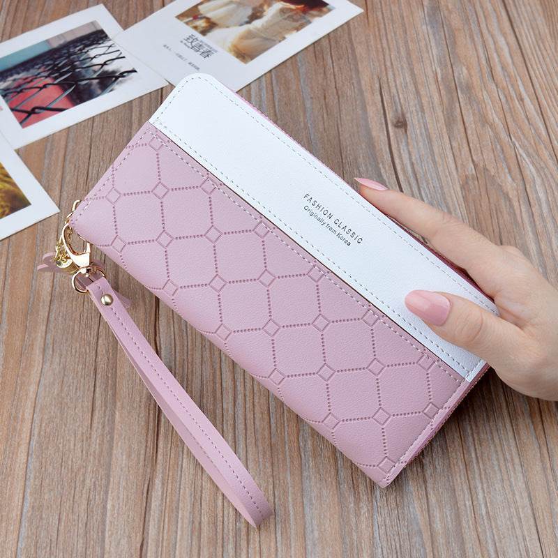 Ladies In Hand Long Zipper Tassel Stitching Embossed Large-capacity Wallet - MYLUXURY LANE ENTERPRISE