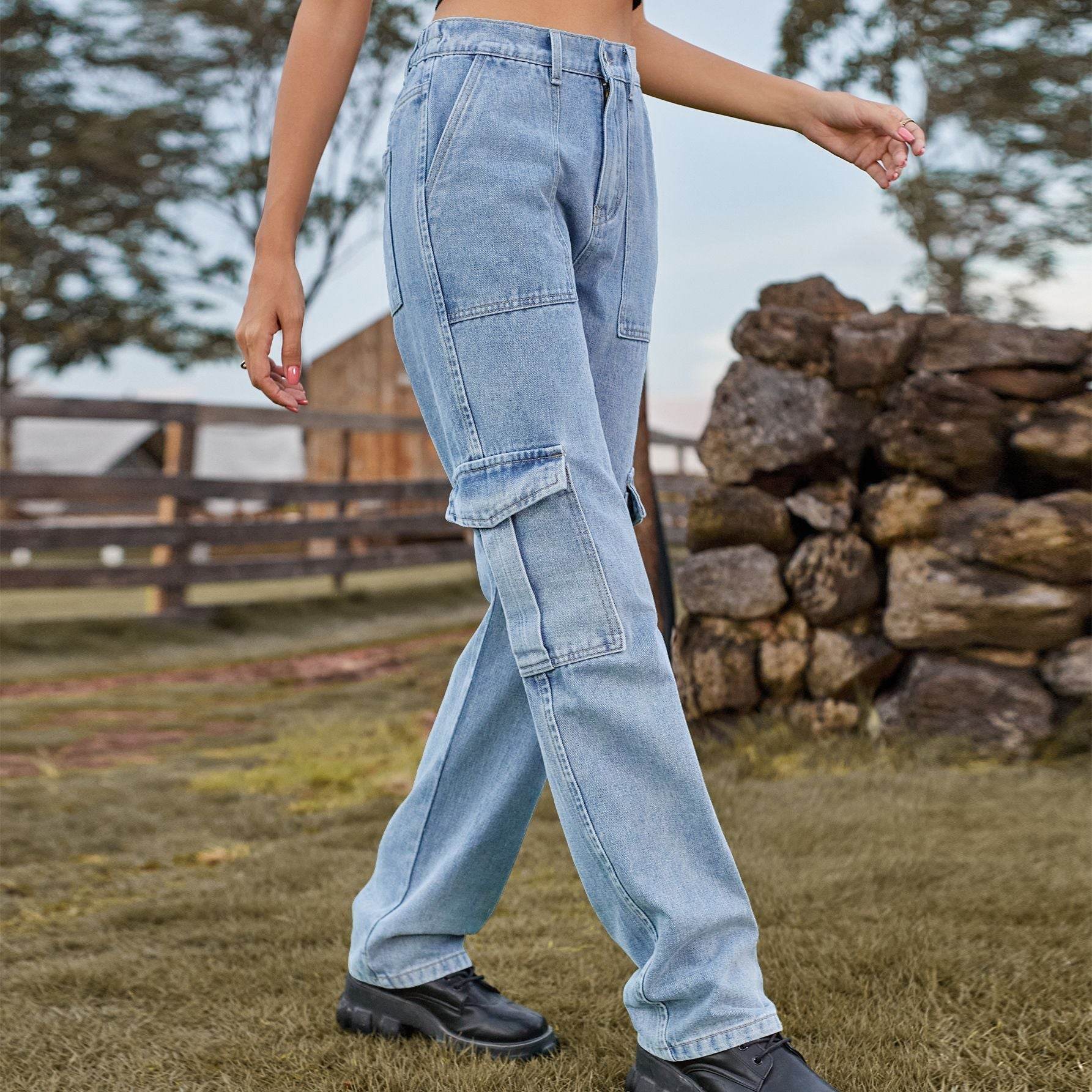Retro Washed Half Elastic Design Jeans For Women - MYLUXURY LANE ENTERPRISE