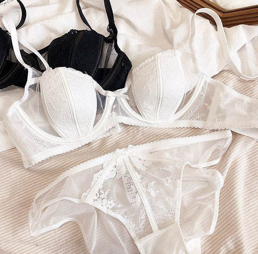 French Style Sexy Lace Lingerie Ultra-thin Rabbit Ear Bra Big Chest Small Anti-SAG Bra Suit - MYLUXURY LANE ENTERPRISE