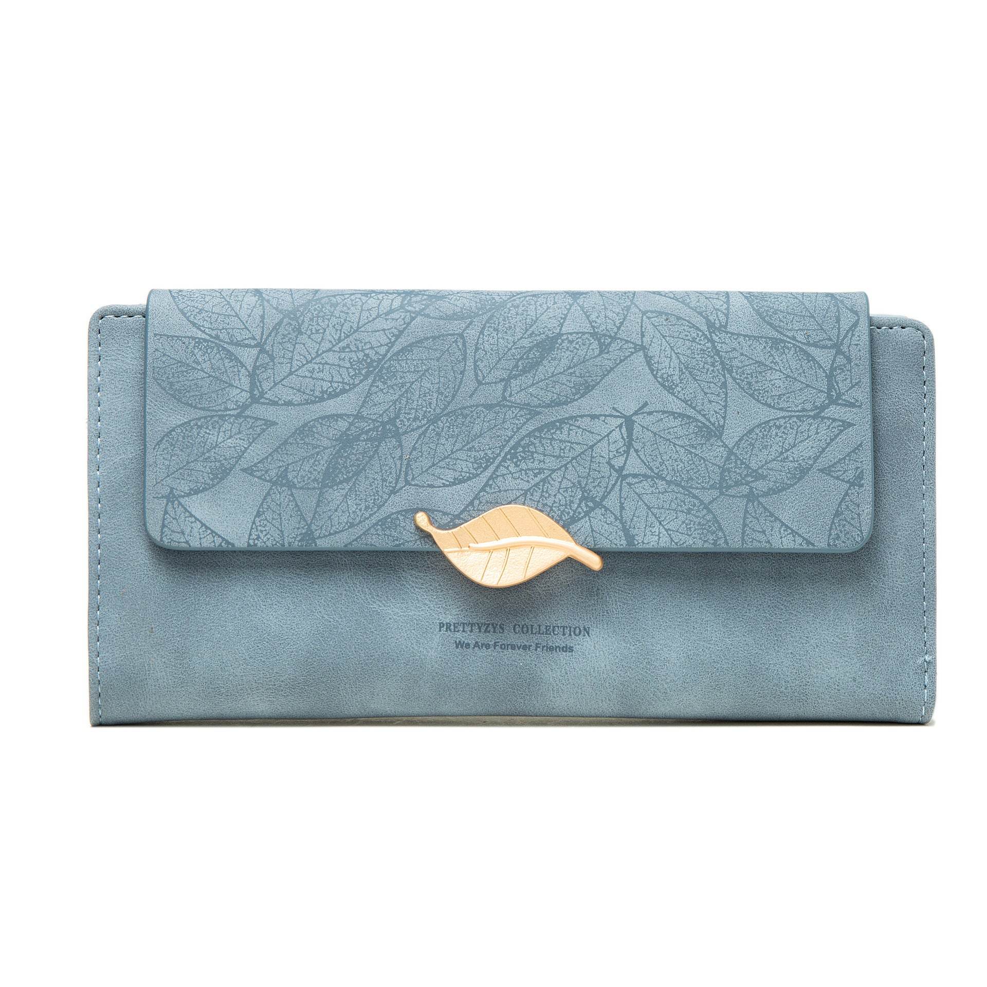 European And American Antique Frosted Leaf Buckle Long Handbag - MYLUXURY LANE ENTERPRISE