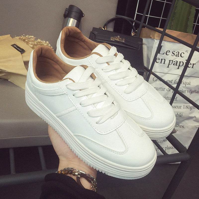 White Leather Lace Up Shoes Casual Sports Shoes - MYLUXURY LANE ENTERPRISE