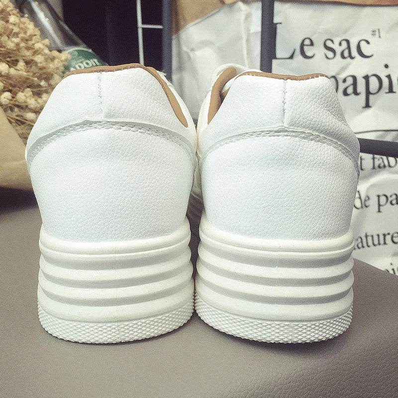 White Leather Lace Up Shoes Casual Sports Shoes - MYLUXURY LANE ENTERPRISE