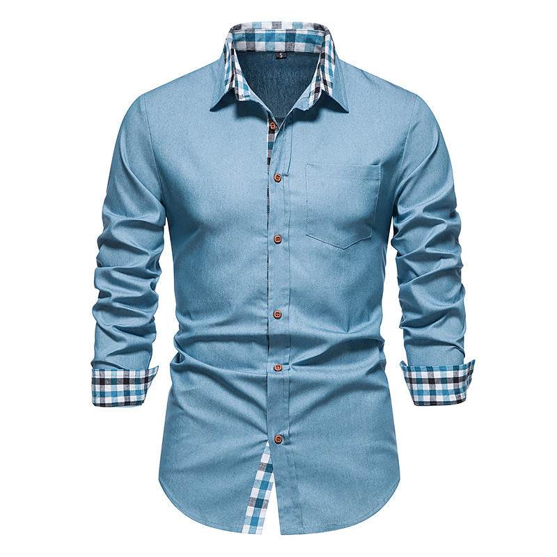 Men's Casual Denim Long-sleeved Shirt - MYLUXURY LANE ENTERPRISE
