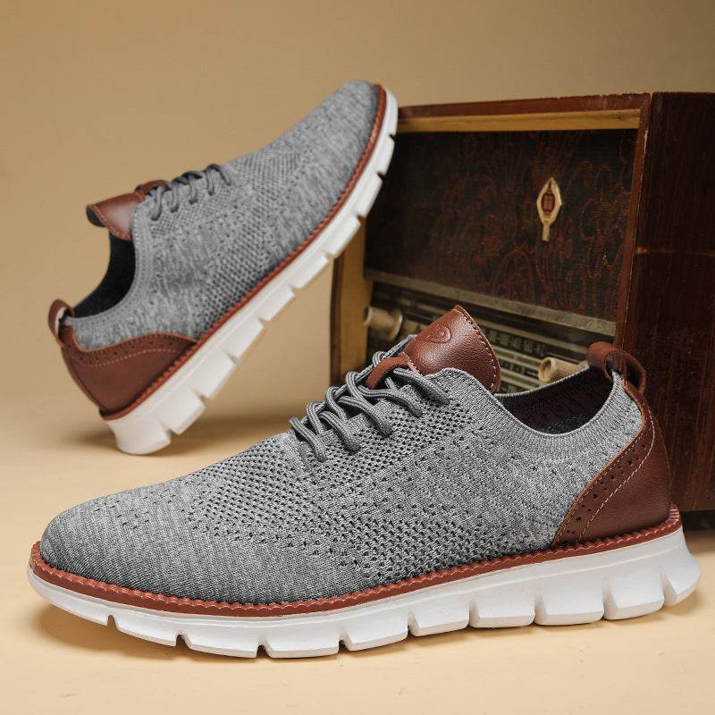 British Brogue Casual Men's Shoes Fashionable Flying Woven Surface Breathable Lightweight Sneaker - MYLUXURY LANE ENTERPRISE