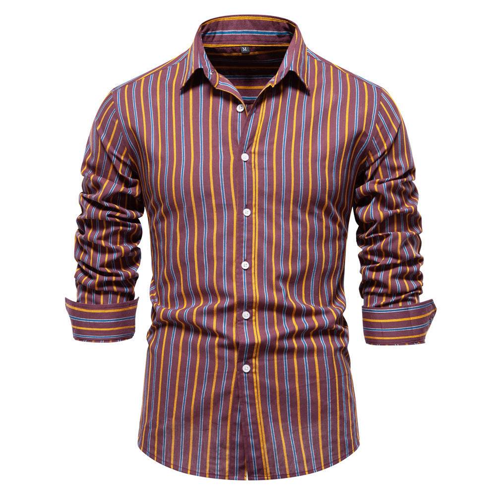 Men's Fashionable All-match Striped Long-sleeved Cotton Shirt Top - MYLUXURY LANE ENTERPRISE