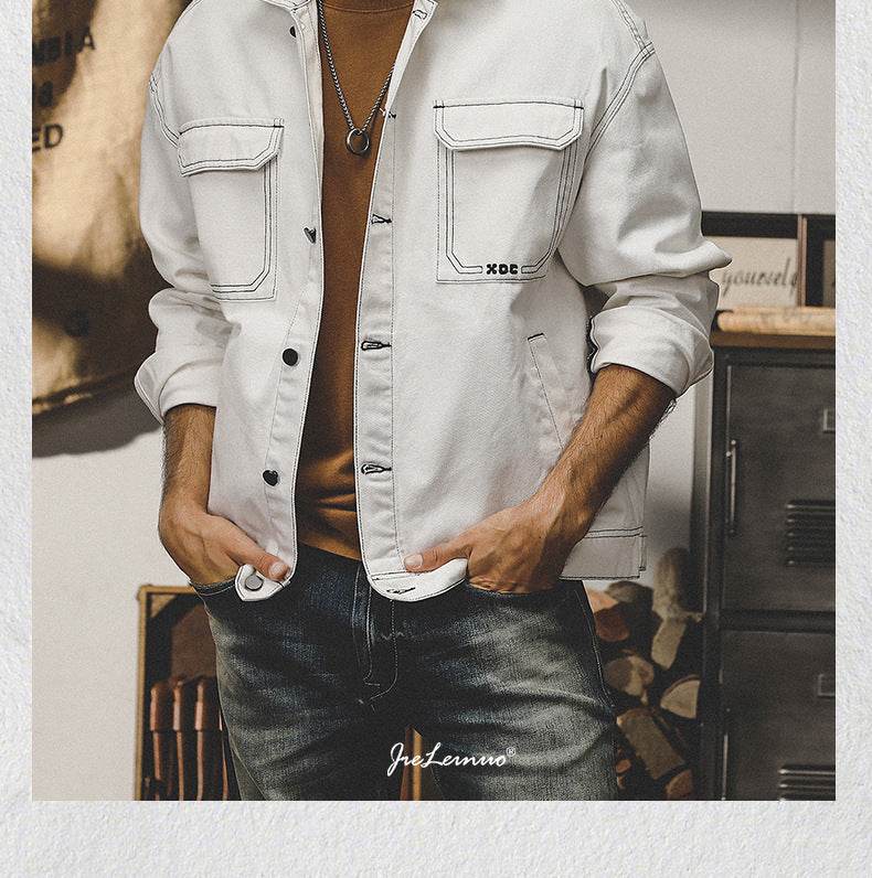 Denim Coat Men's Autumn American Simple All-matching - MYLUXURY LANE ENTERPRISE