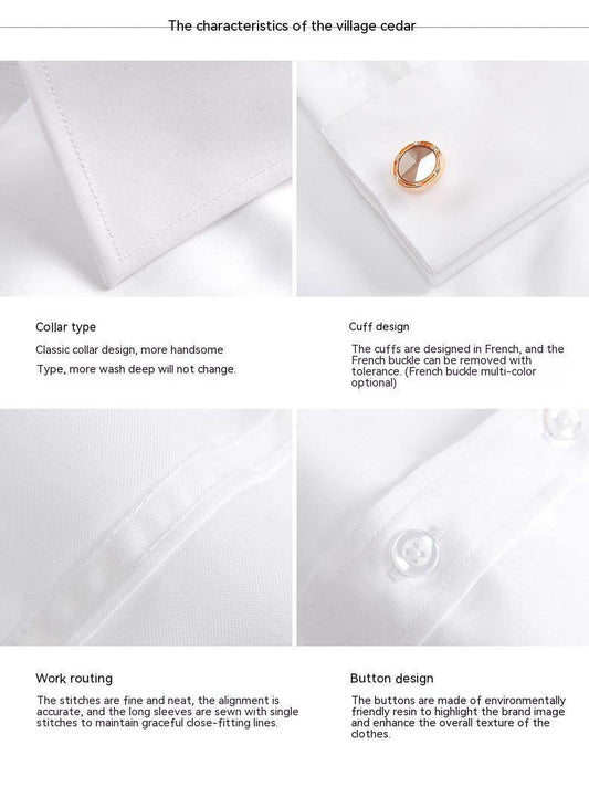 Men's Long-sleeved Shirt Business Pure Color - MYLUXURY LANE ENTERPRISE