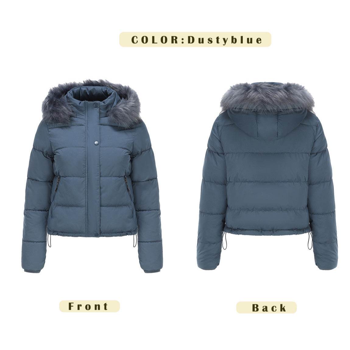 Autumn And Winter Warm Ladies Short Velvet Detachable Hat Long Sleeve Cotton Coat - MYLUXURY LANE ENTERPRISE