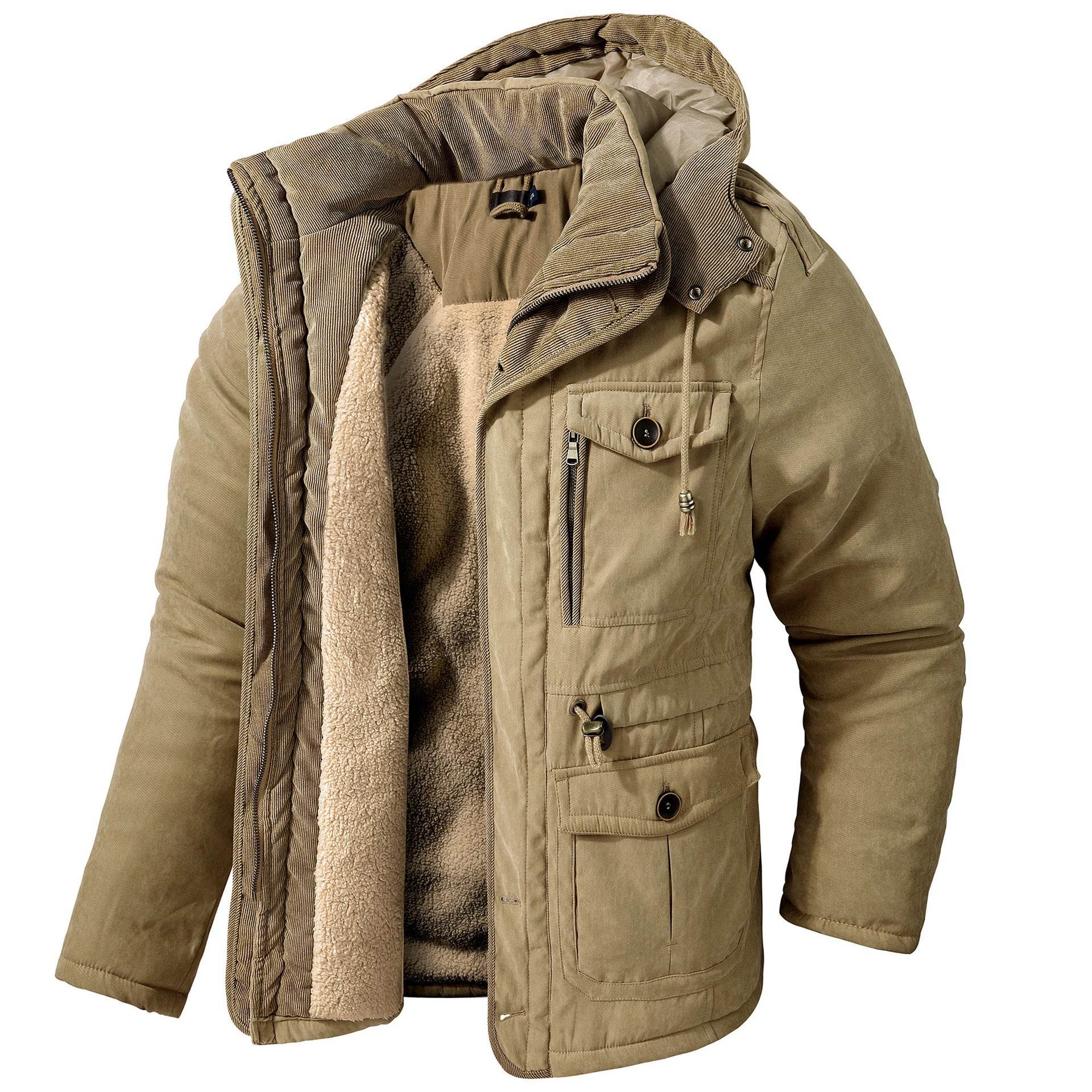 Men's Plus Size Lambswool Hooded Cotton Jacket - MYLUXURY LANE ENTERPRISE