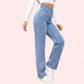Women's Fashionable Washed High Waist Straight Jeans - MYLUXURY LANE ENTERPRISE