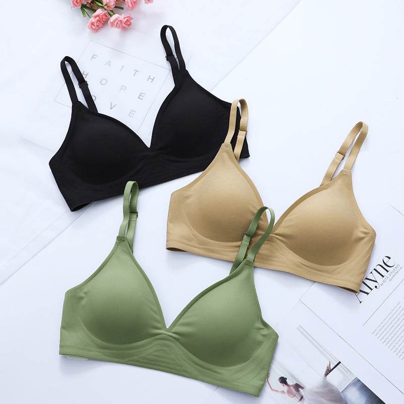 New Jelly Rubber Underwear Female No Steel Ring Small Chest Gather Beautiful Back Seamless Sleep Bra Set - MYLUXURY LANE ENTERPRISE