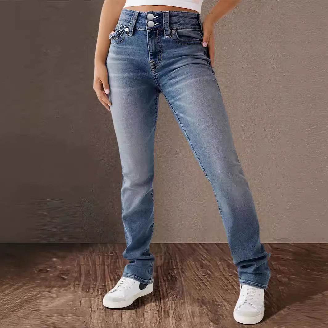 Spring And Summer New Women's Stretch Washed High Waist Jeans Casual Jeans - MYLUXURY LANE ENTERPRISE