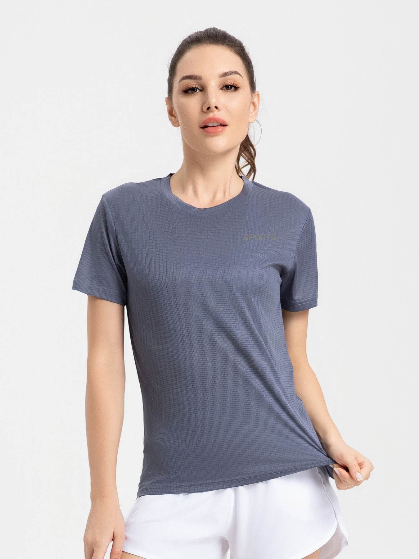 Women's Sports Short Sleeve Quick-drying Breathable Cooldry Gym Running Training Printed Top Round Neck T-shirt - MYLUXURY LANE ENTERPRISE