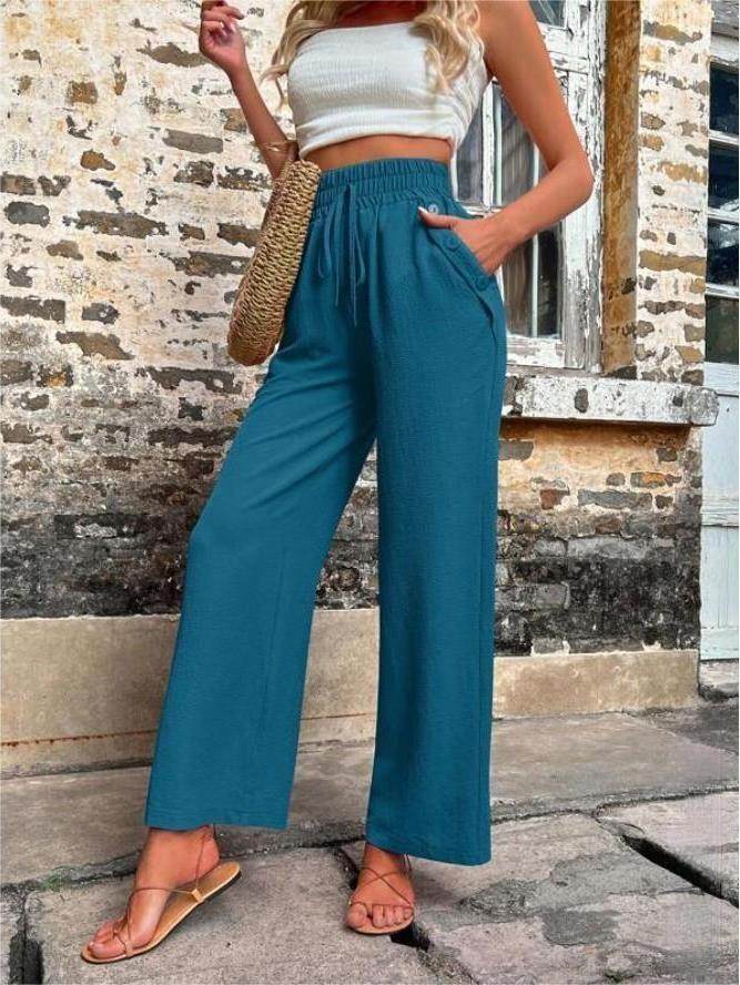 Casual Elastic High Waist Loose Trousers - MYLUXURY LANE ENTERPRISE