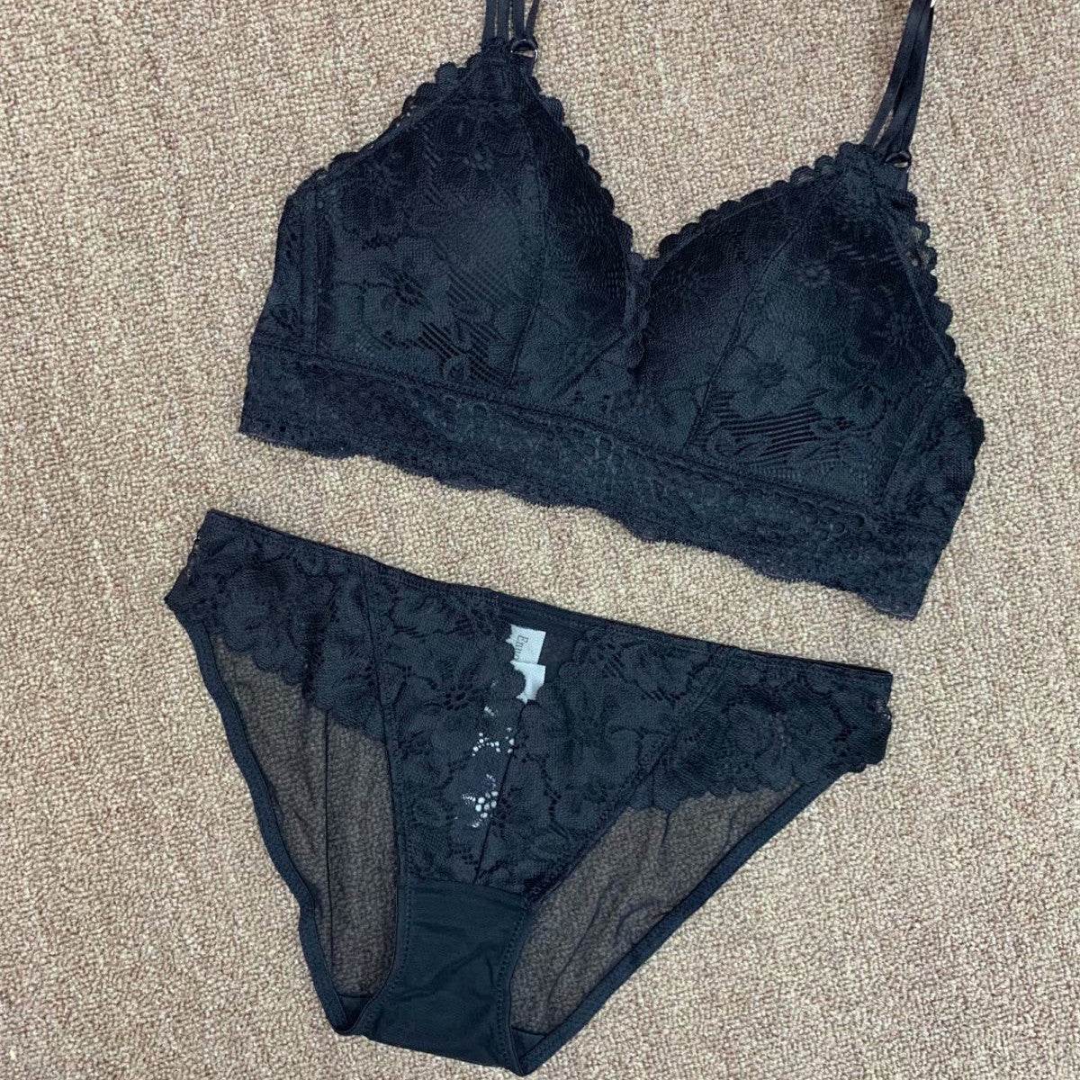 No steel ring thin cotton lace bra set - MYLUXURY LANE ENTERPRISE