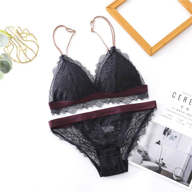 Lace French triangle cup bra set - MYLUXURY LANE ENTERPRISE