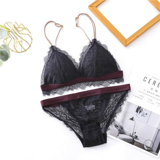 Lace French triangle cup bra set - MYLUXURY LANE ENTERPRISE