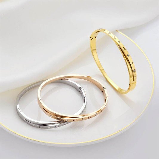 New Titanium Steel Roman Numeral Bracelet - MYLUXURY LANE ENTERPRISE