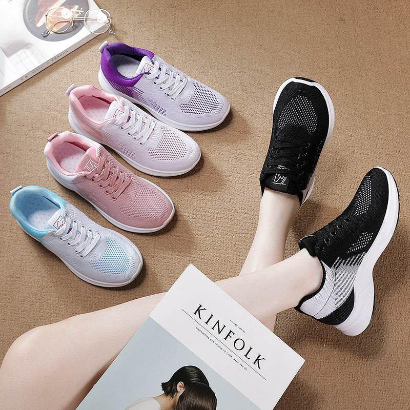 Women's Breathable Flying Woven Lace-up Fashionable Sports Shoes - MYLUXURY LANE ENTERPRISE