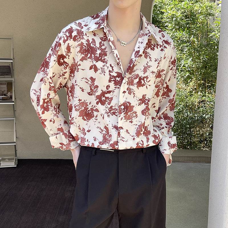Comfort Ice Silk Trendy Holiday Floral Shirt Men's - MYLUXURY LANE ENTERPRISE