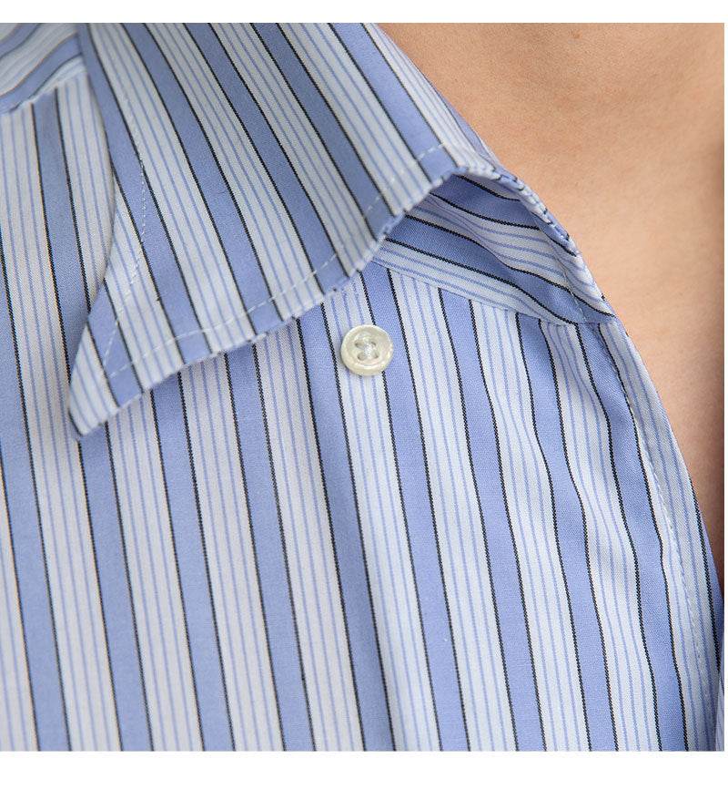 One-piece Collar Striped Shirt Men's Cotton Breathable Casual Shirt - MYLUXURY LANE ENTERPRISE