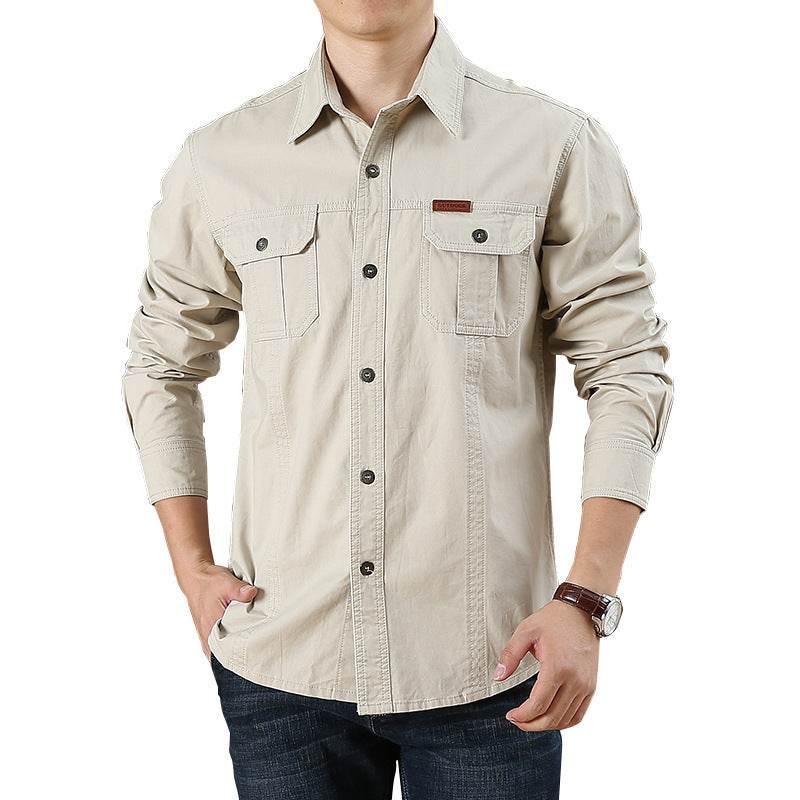 Men's Casual Loose Long Sleeve Solid Color Shirt - MYLUXURY LANE ENTERPRISE