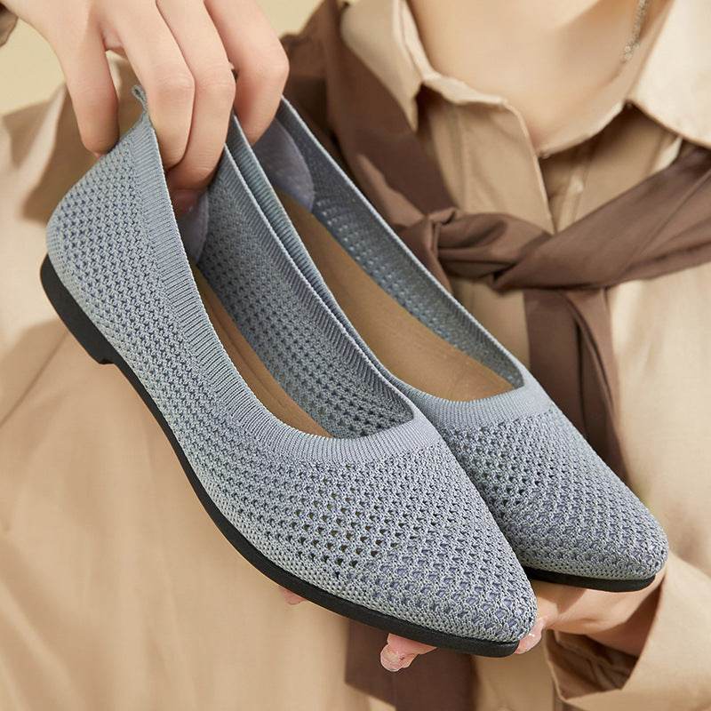 Solid Color Pointed Toe Flat Bottom Flat Heel Soft Bottom Pumps - MYLUXURY LANE ENTERPRISE
