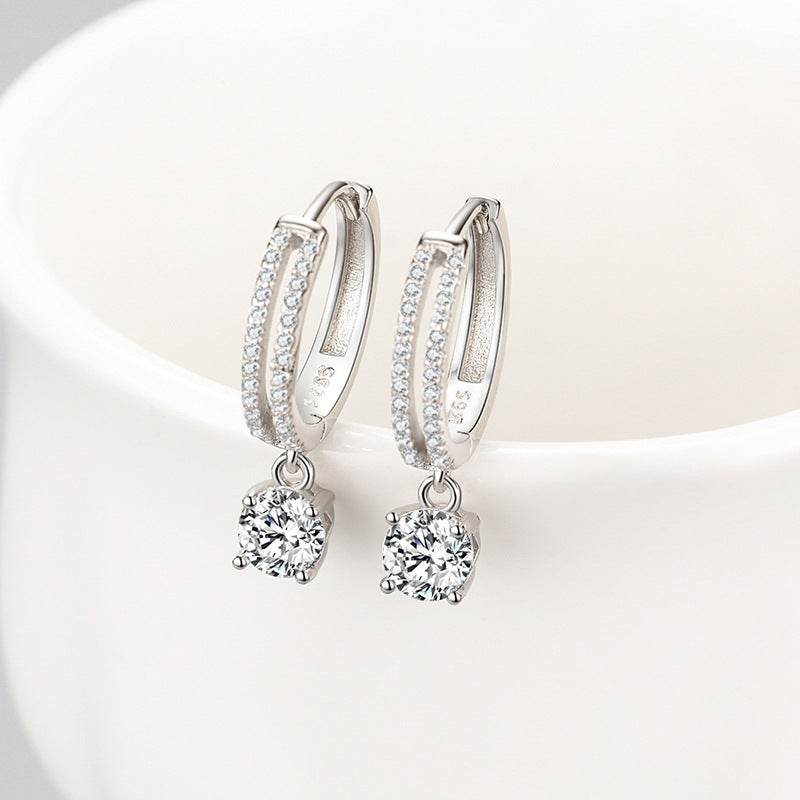 S925 Sterling Silver Inlaid Zirconium Temperament Earrings - MYLUXURY LANE ENTERPRISE