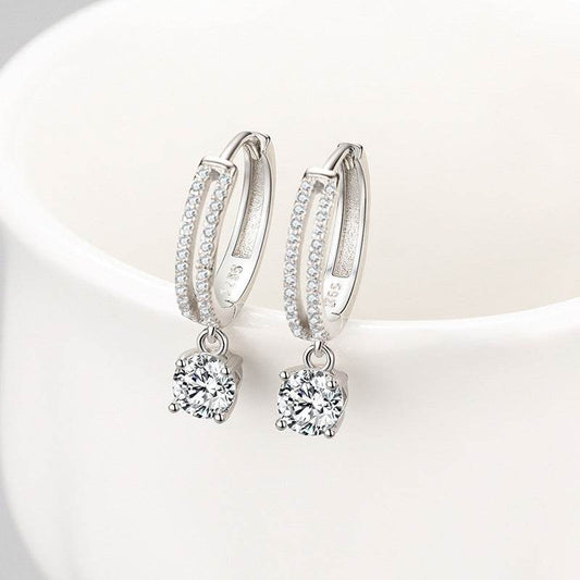 S925 Sterling Silver Inlaid Zirconium Temperament Earrings - MYLUXURY LANE ENTERPRISE