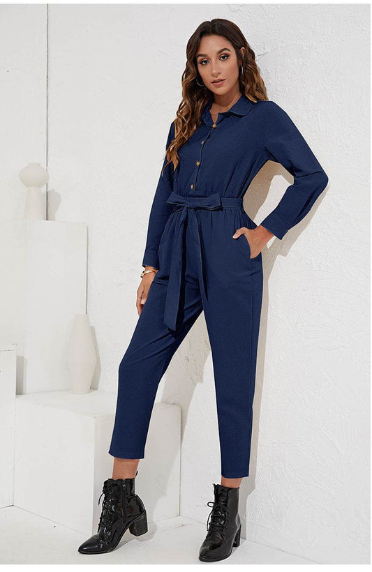 Lapel Fashion Temperament High-waisted Cropped Trousers - MYLUXURY LANE ENTERPRISE