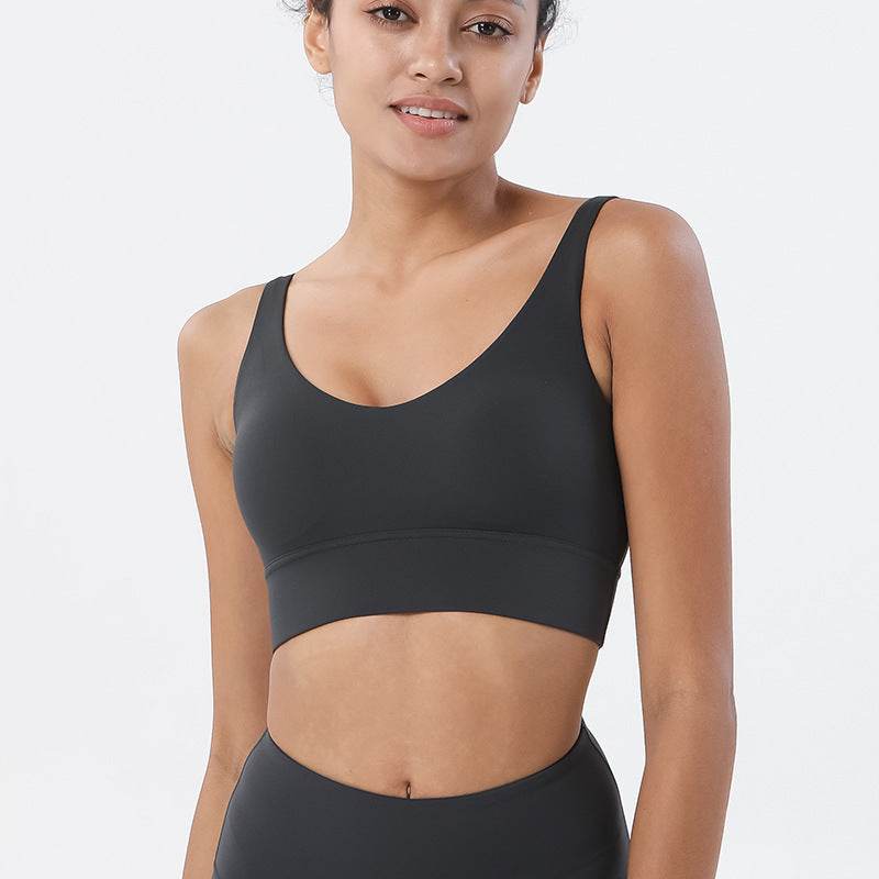 Double-sided Brushed Deep V Beautiful Back Sports Bra - MYLUXURY LANE ENTERPRISE