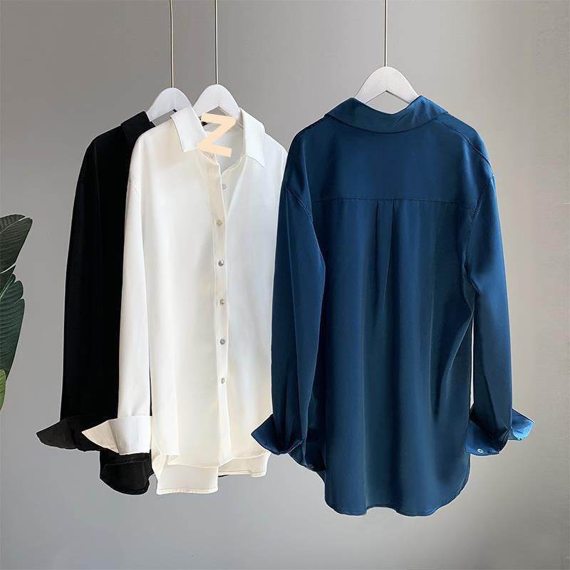 Women's Retro Fashion Satin Drape Long Sleeved Shirt - MYLUXURY LANE ENTERPRISE